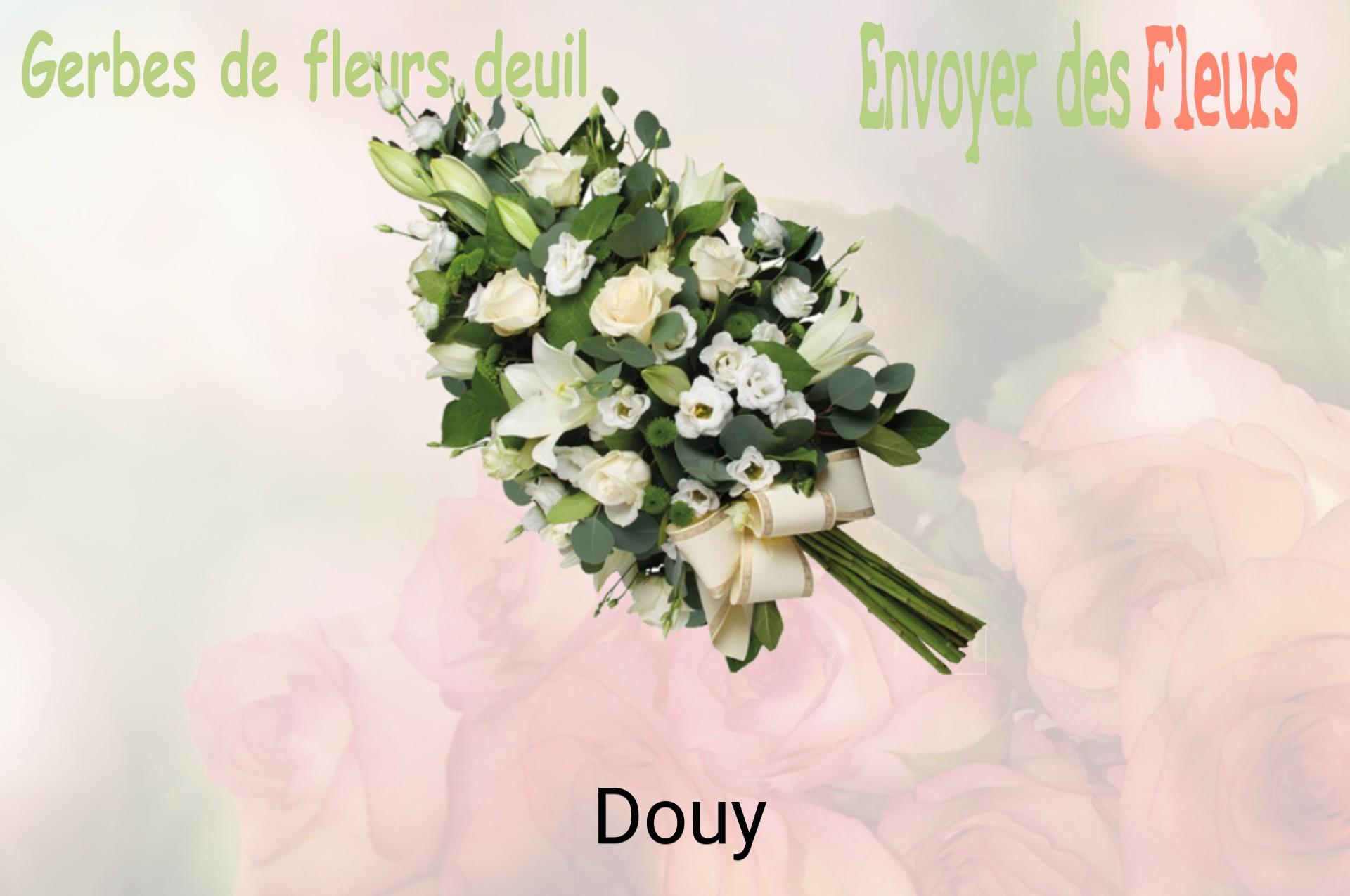 Gerbe de fleurs de deuil livrée à Douy